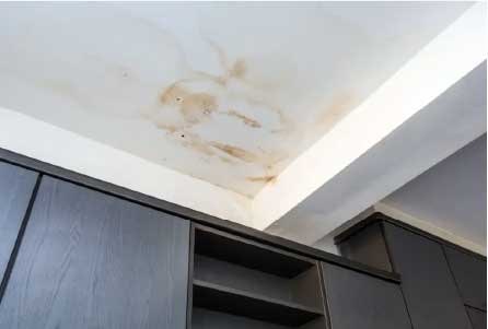 Interior water damage from roof leak